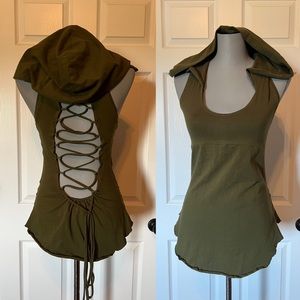 Elven hooded lace up tank